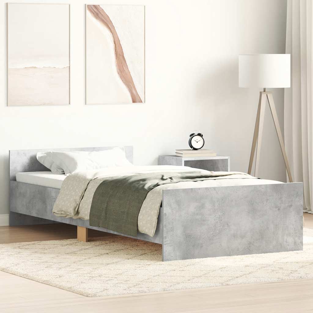 Bedframe bewerkt hout betongrijs 90x200 cm
