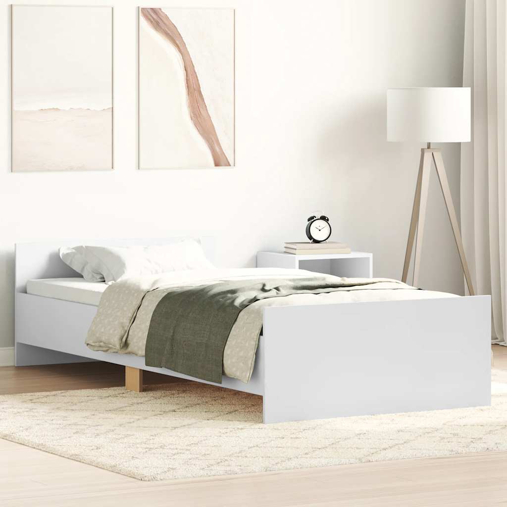Bedframe bewerkt hout wit 100x200 cm