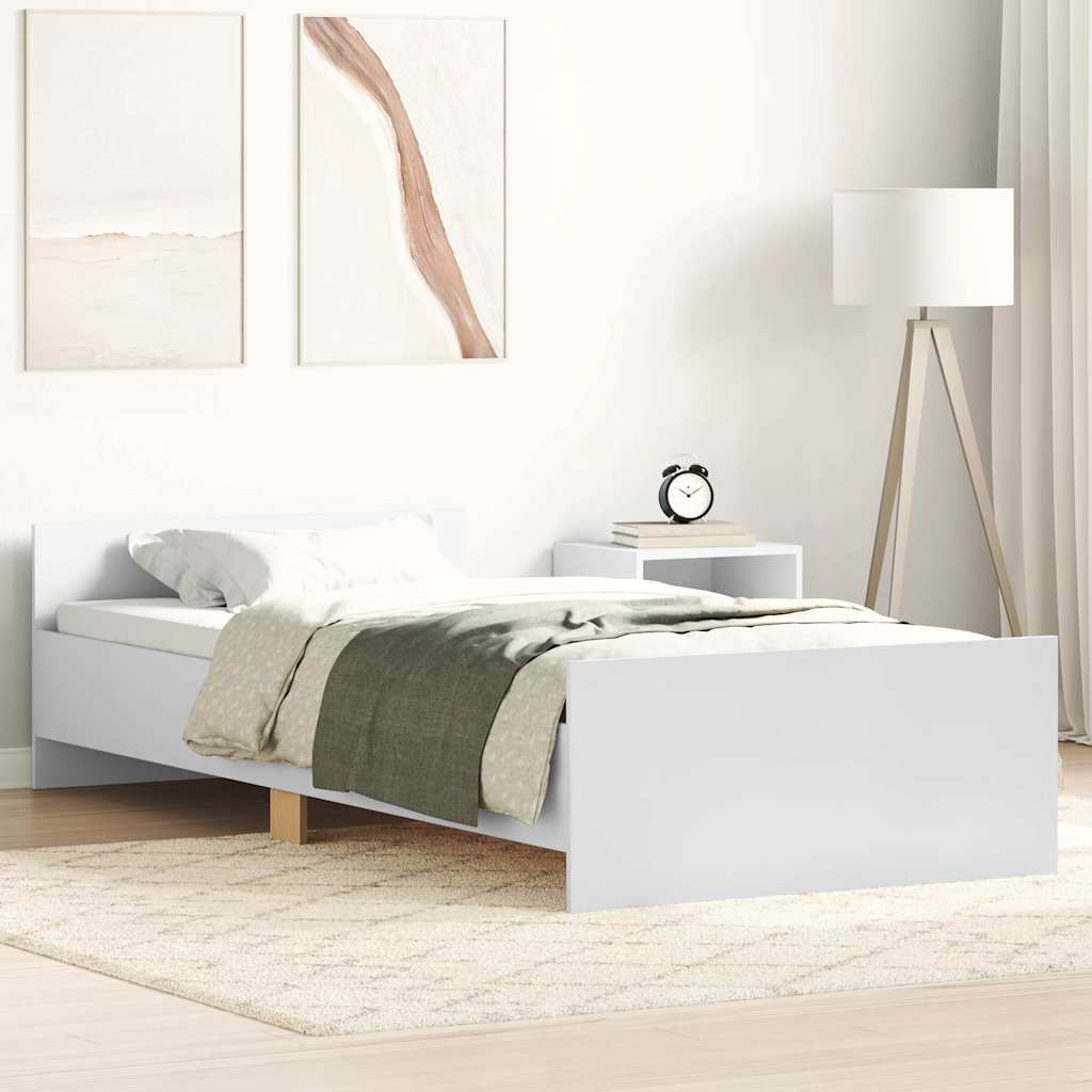 Bedframe bewerkt hout wit 90x190 cm