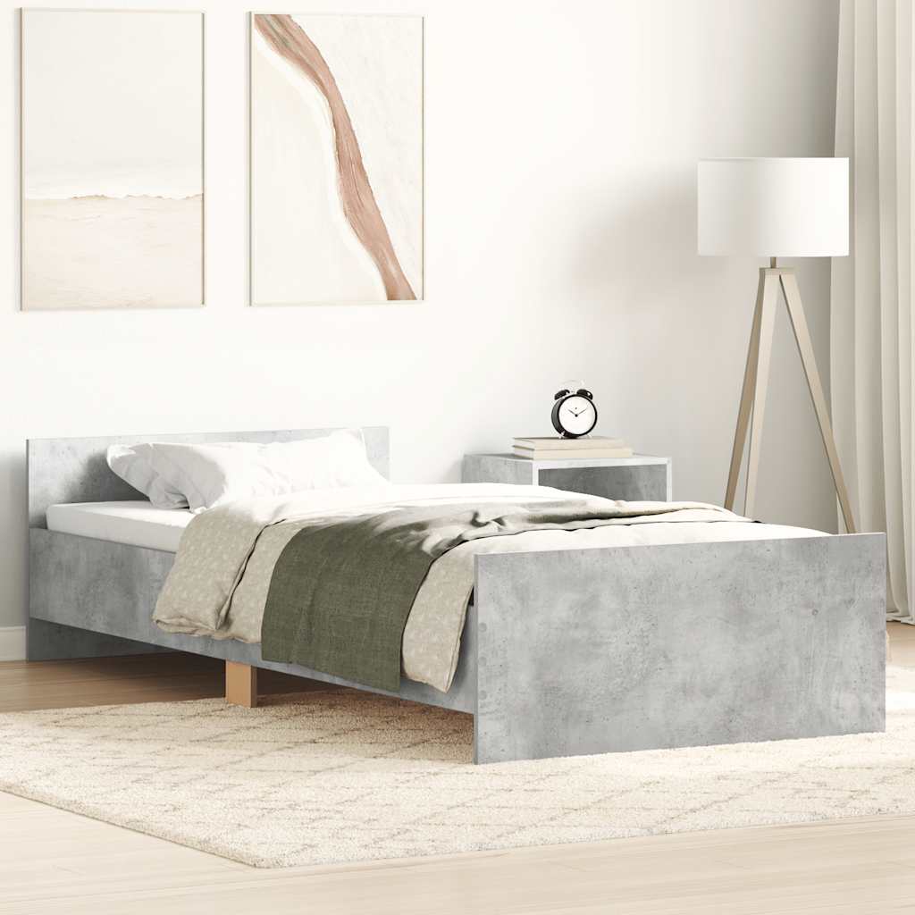 Bedframe bewerkt hout betongrijs 90x190 cm