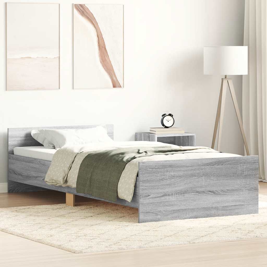 Bedframe bewerkt hout grijs sonoma eikenkleurig 90x190 cm