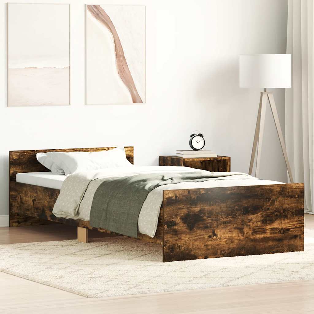 Bedframe zonder matras hout gerookt eikenkleurig 75x190 cm