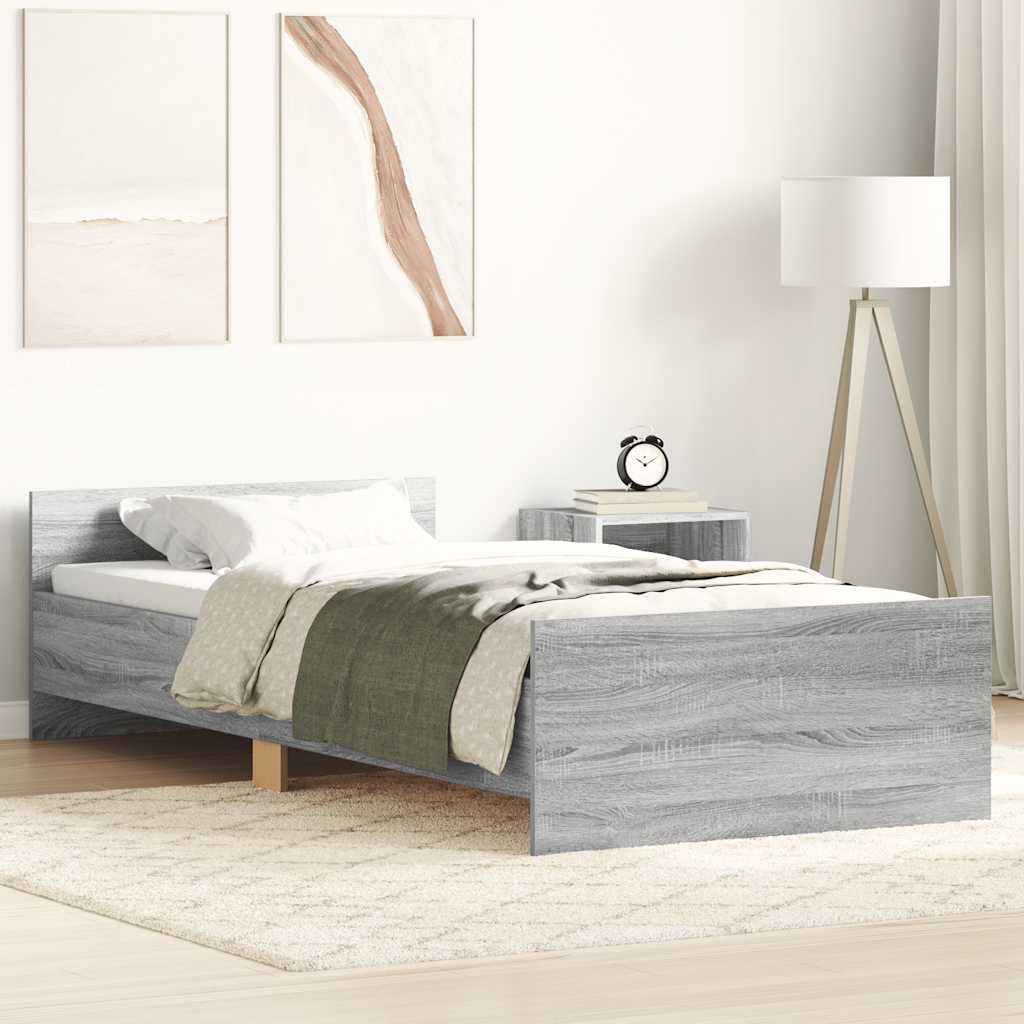 Bedframe bewerkt hout grijs sonoma eiken 75x190 cm