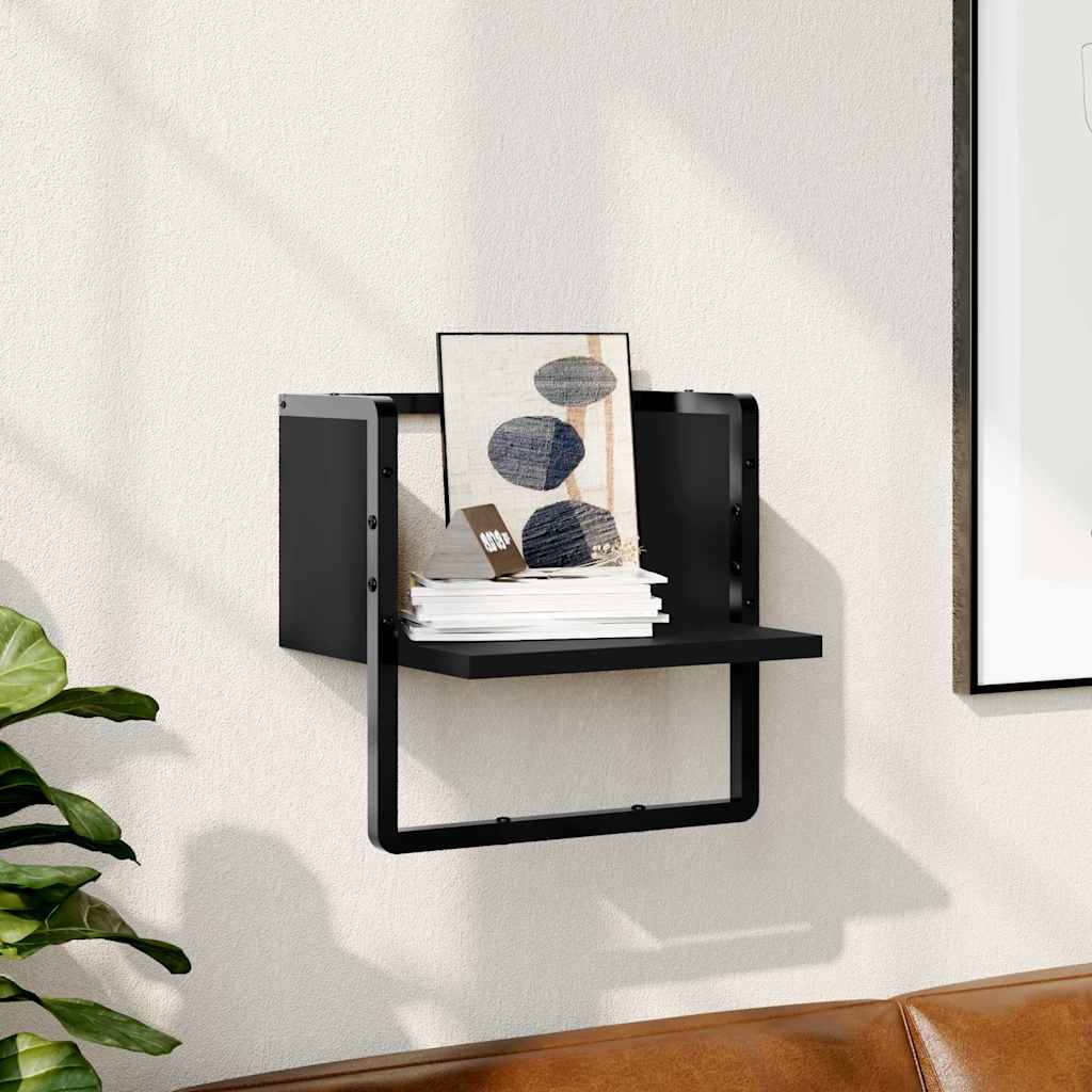 Wandschap met stang 30x25x30 cm zwart