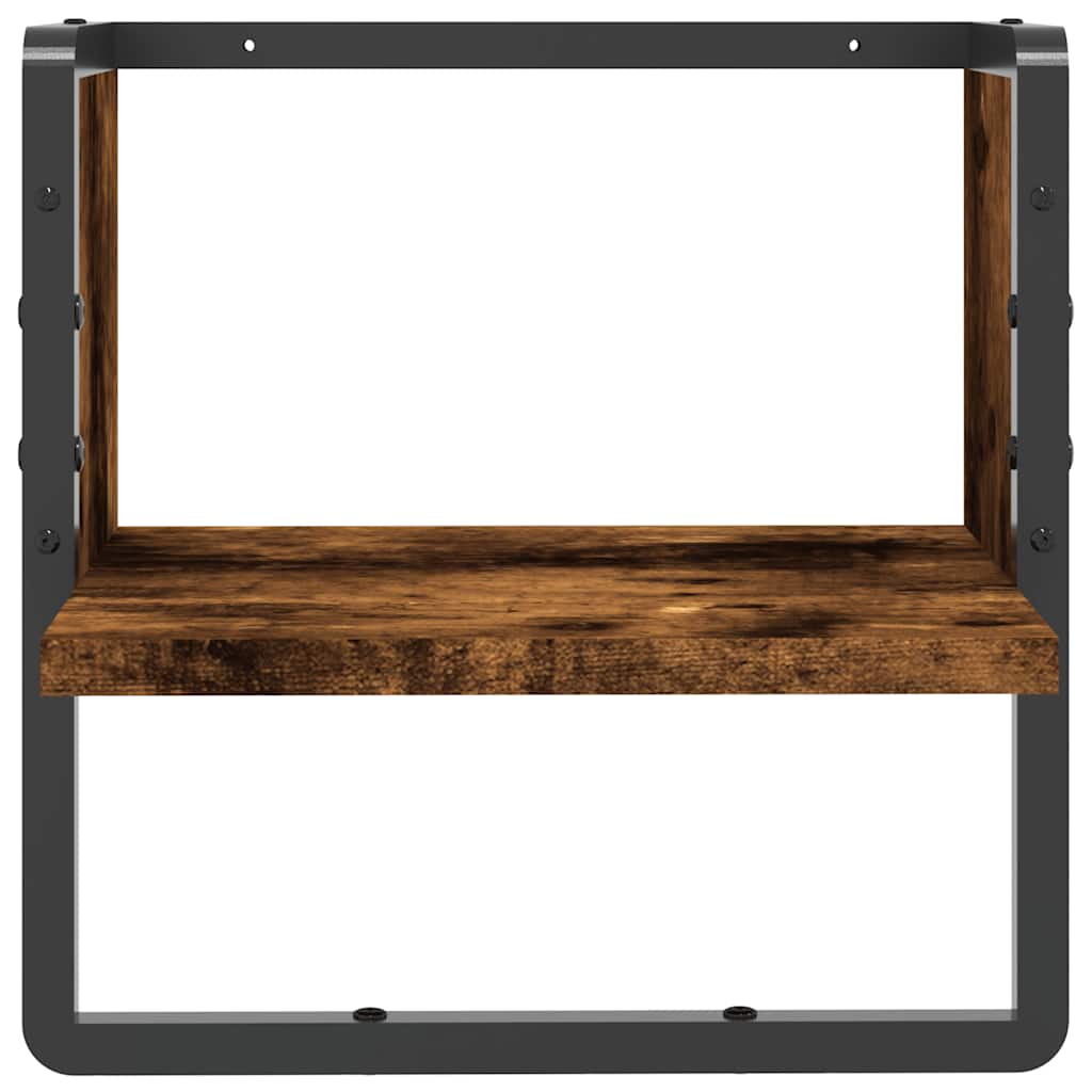 Wandschap met stang 30x25x30 cm gerookt eikenkleurig – afbeelding 4