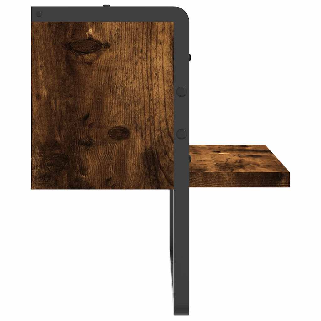 Wandschap met stang 30x25x30 cm gerookt eikenkleurig – afbeelding 5