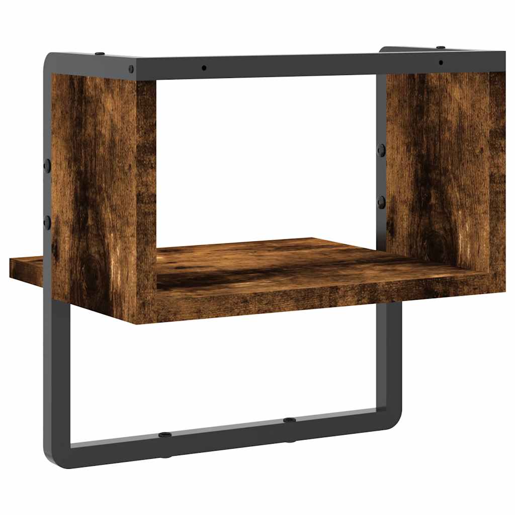 Wandschap met stang 30x25x30 cm gerookt eikenkleurig – afbeelding 6