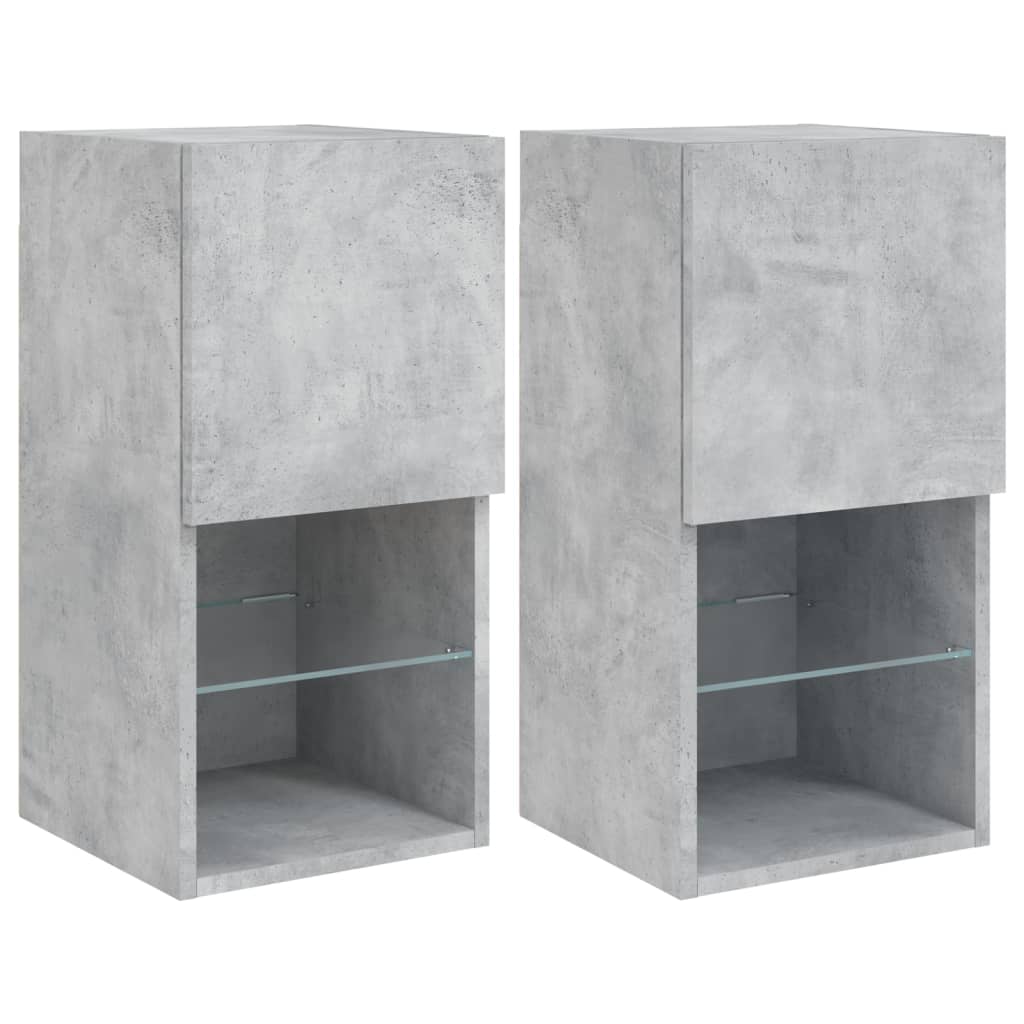 Tv-meubelen 2 st met LED-verlichting 30,5x30x60 cm betongrijs – afbeelding 2