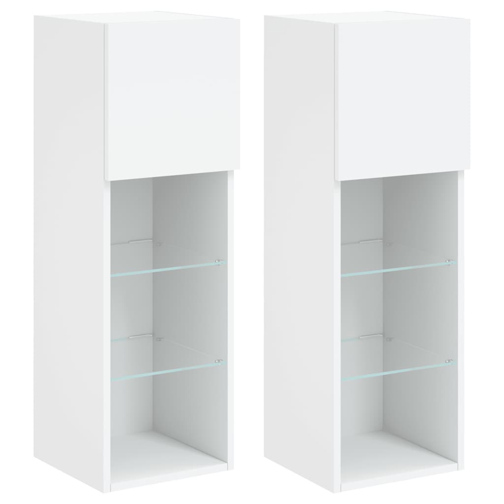 Tv-meubels met LED-verlichting 2 st 30,5x30x90 cm wit – afbeelding 2