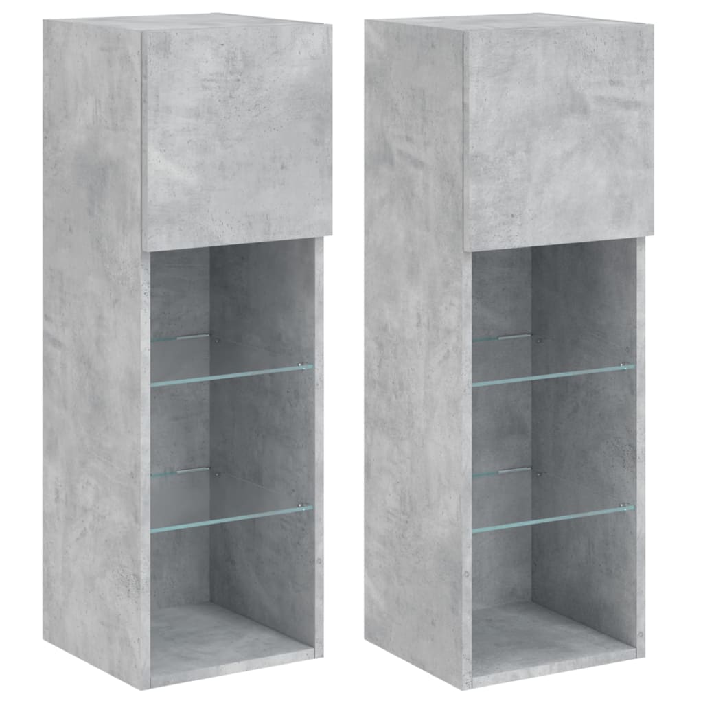 Tv-meubel met LED-verlichting 2 st 30,5x30x90 cm betongrijs – afbeelding 2