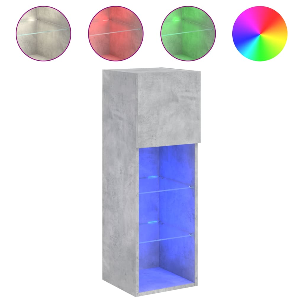 Tv-meubel met LED-verlichting 2 st 30,5x30x90 cm betongrijs – afbeelding 6