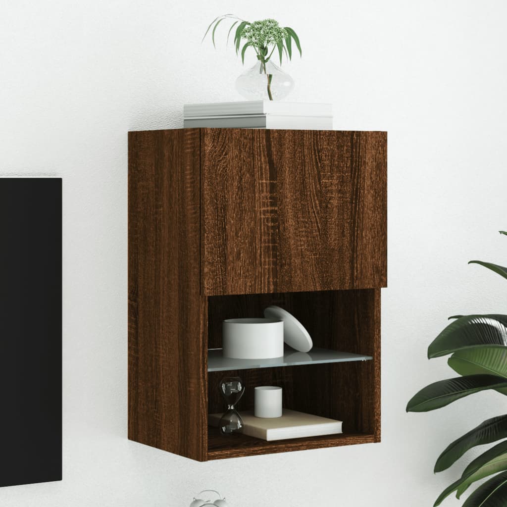 Tv-meubel met LED-verlichting 40,5x30x60 cm bruin eikenkleur