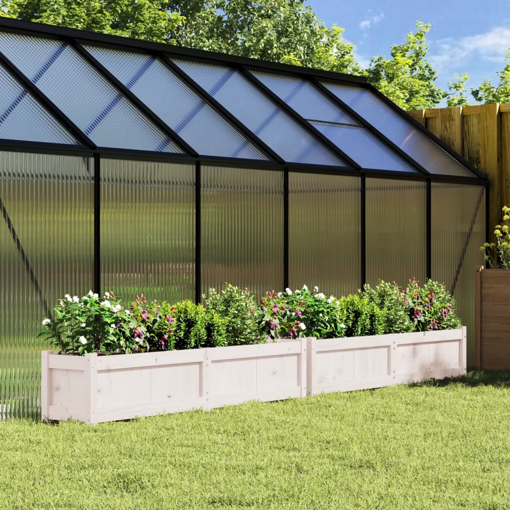 Plantenbakken 2 st cm massief grenenhout wit – afbeelding 1