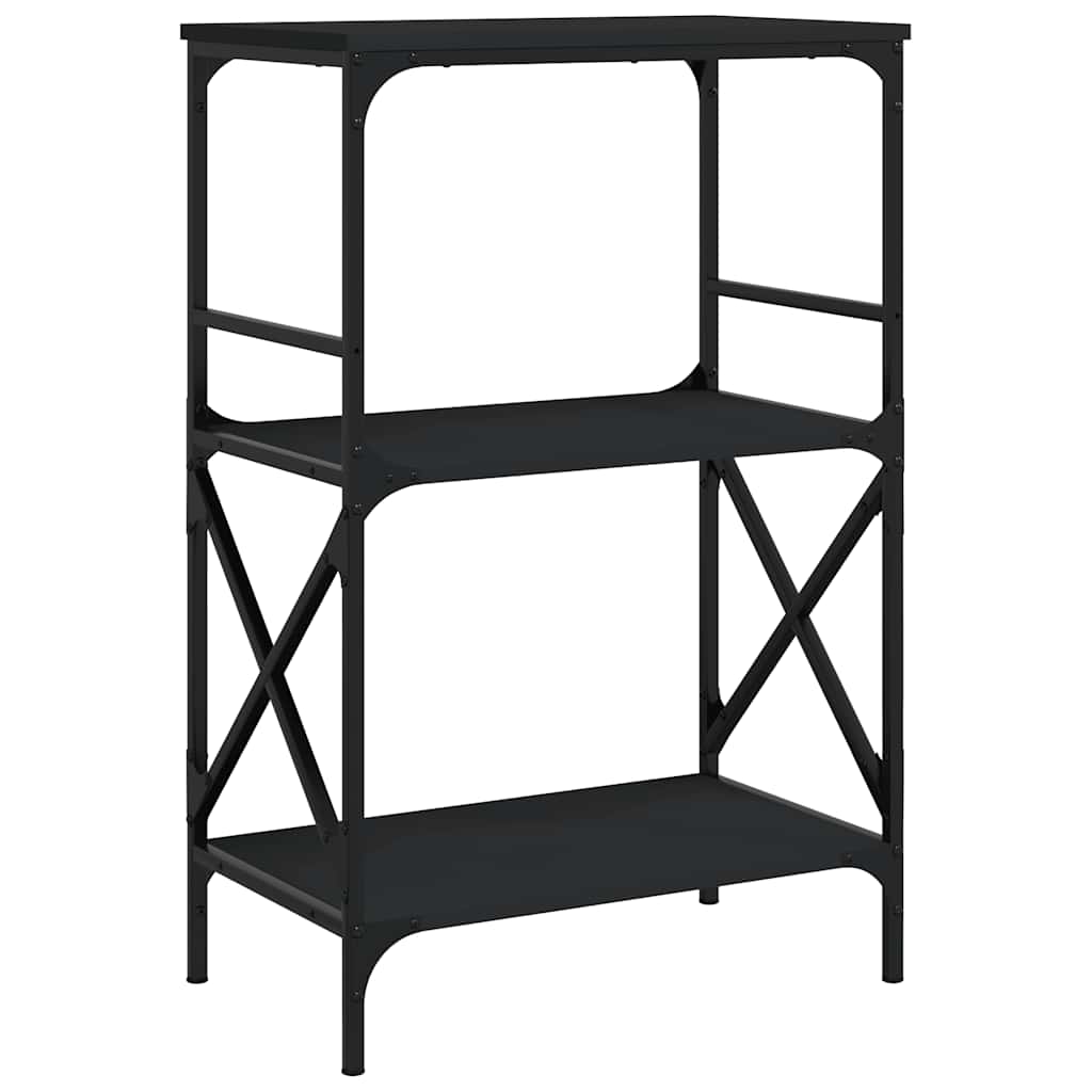 Boekenkast 3-laags 59x35x90,5 cm bewerkt hout zwart – afbeelding 2