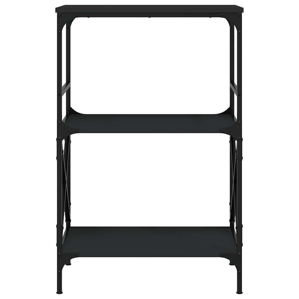 Boekenkast 3-laags 59x35x90,5 cm bewerkt hout zwart – afbeelding 4