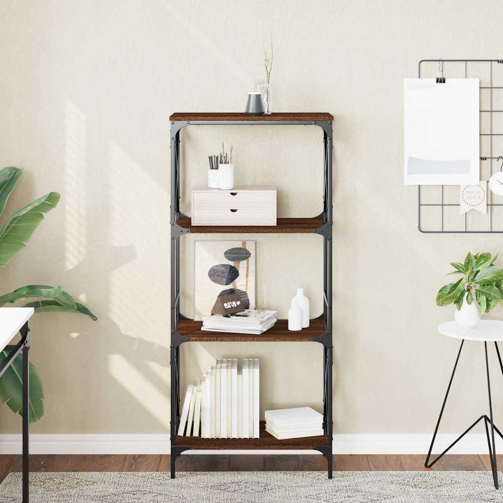Boekenkast 4-laags 59x35x132 cm bewerkt hout bruin eikenkleur