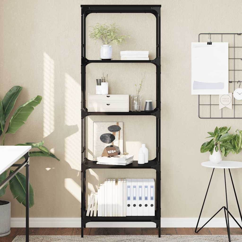 Boekenkast 5-laags 59x35x171 cm bewerkt hout zwart – afbeelding 1