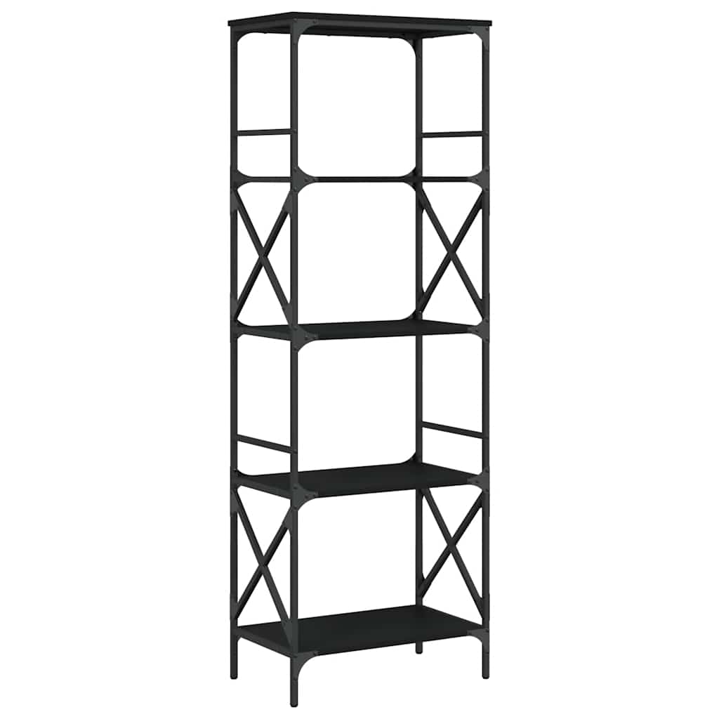 Boekenkast 5-laags 59x35x171 cm bewerkt hout zwart – afbeelding 2