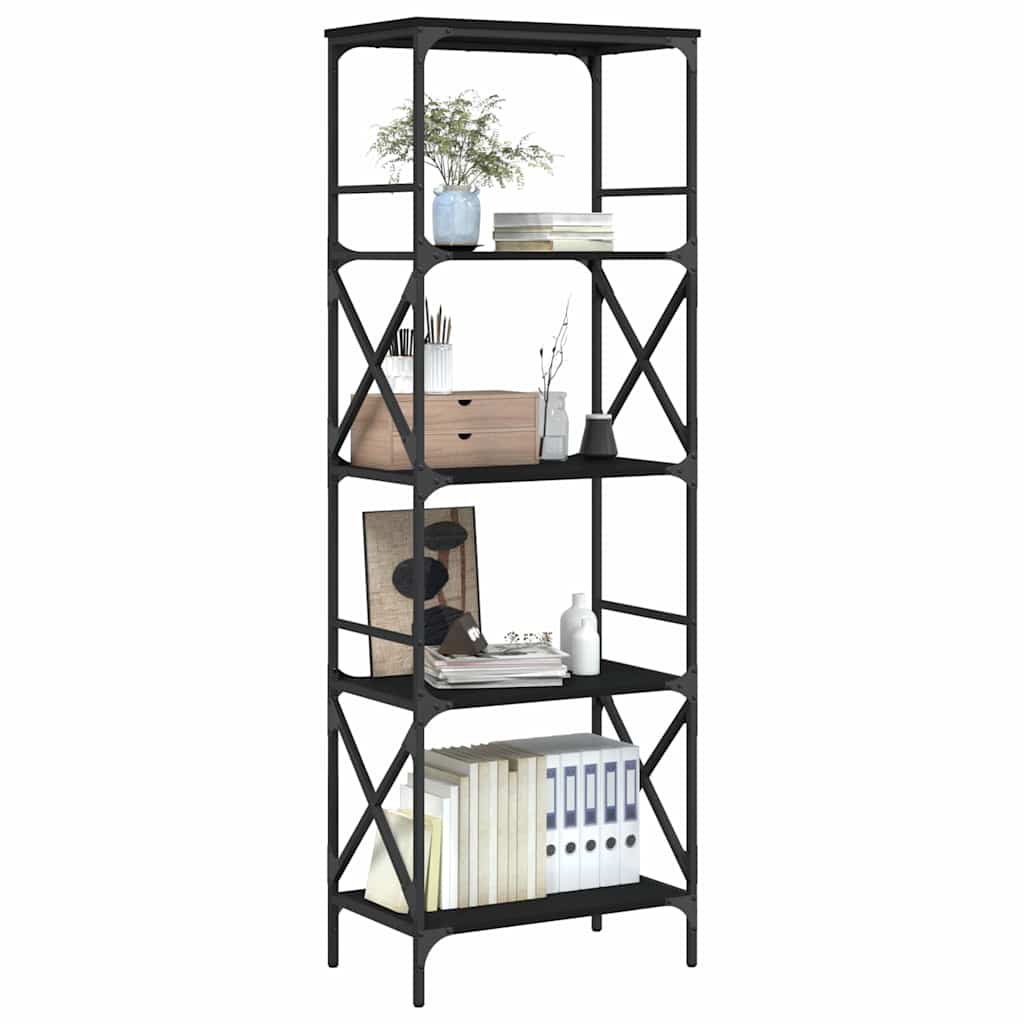 Boekenkast 5-laags 59x35x171 cm bewerkt hout zwart – afbeelding 3