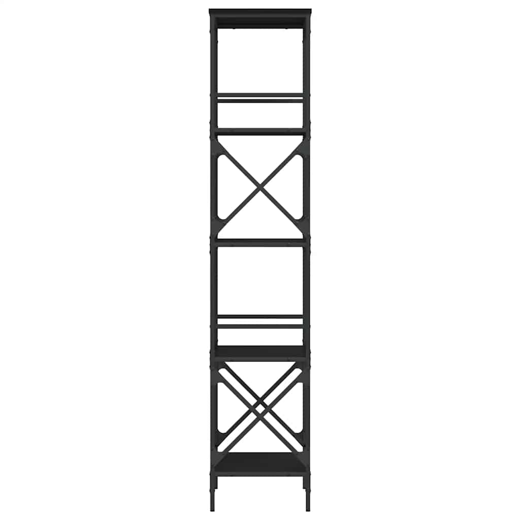 Boekenkast 5-laags 59x35x171 cm bewerkt hout zwart – afbeelding 5