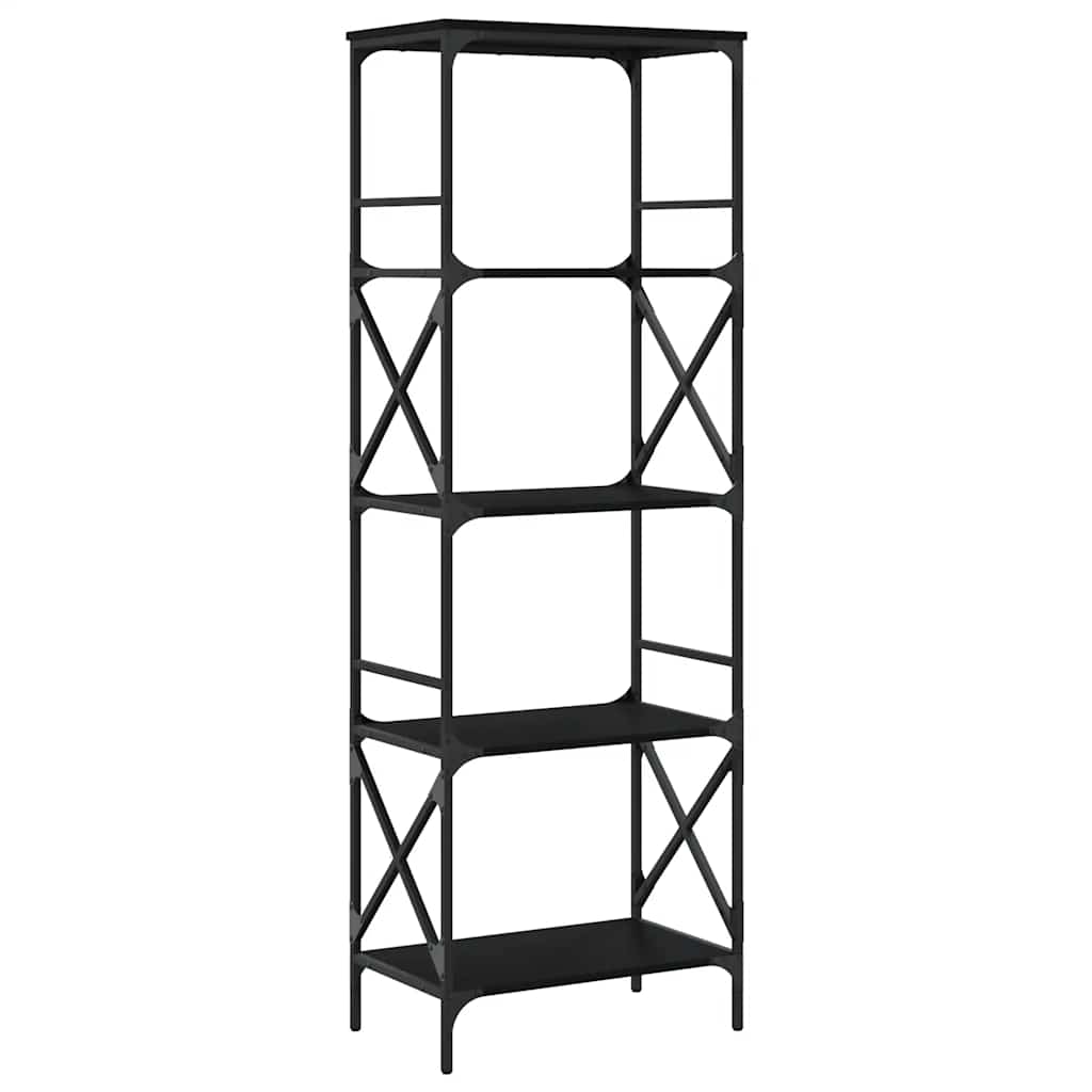 Boekenkast 5-laags 59x35x171 cm bewerkt hout zwart – afbeelding 6