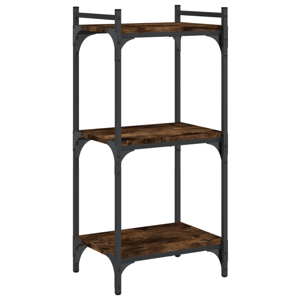 Boekenkast 3-laags 40x30x86 cm bewerkt hout gerookt eikenkleur – afbeelding 2