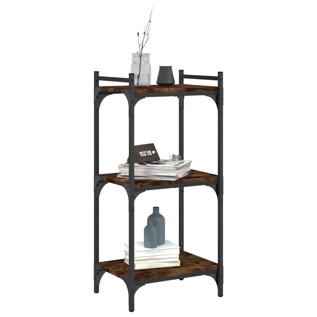 Boekenkast 3-laags 40x30x86 cm bewerkt hout gerookt eikenkleur – afbeelding 3