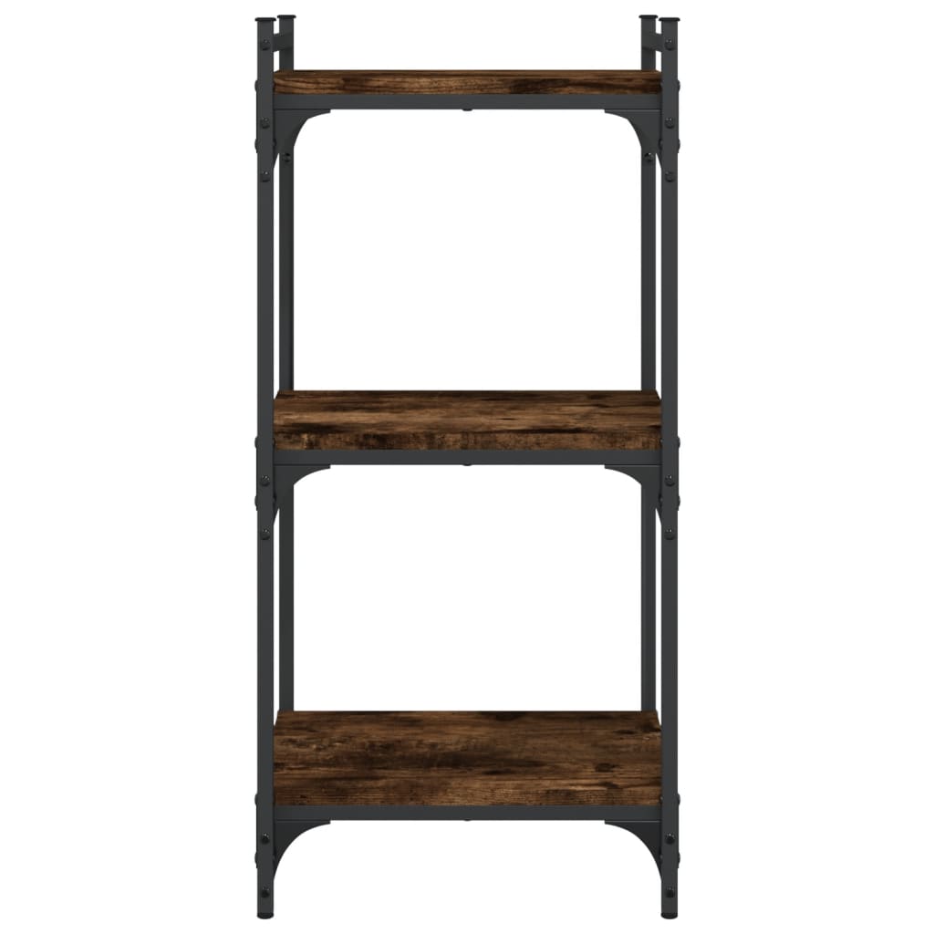 Boekenkast 3-laags 40x30x86 cm bewerkt hout gerookt eikenkleur – afbeelding 4