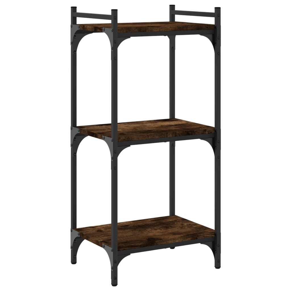 Boekenkast 3-laags 40x30x86 cm bewerkt hout gerookt eikenkleur – afbeelding 6