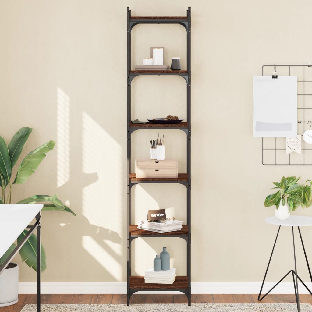 Boekenkast 6-laags 40x30x188 cm bewerkt hout bruin eikenkleur – afbeelding 1