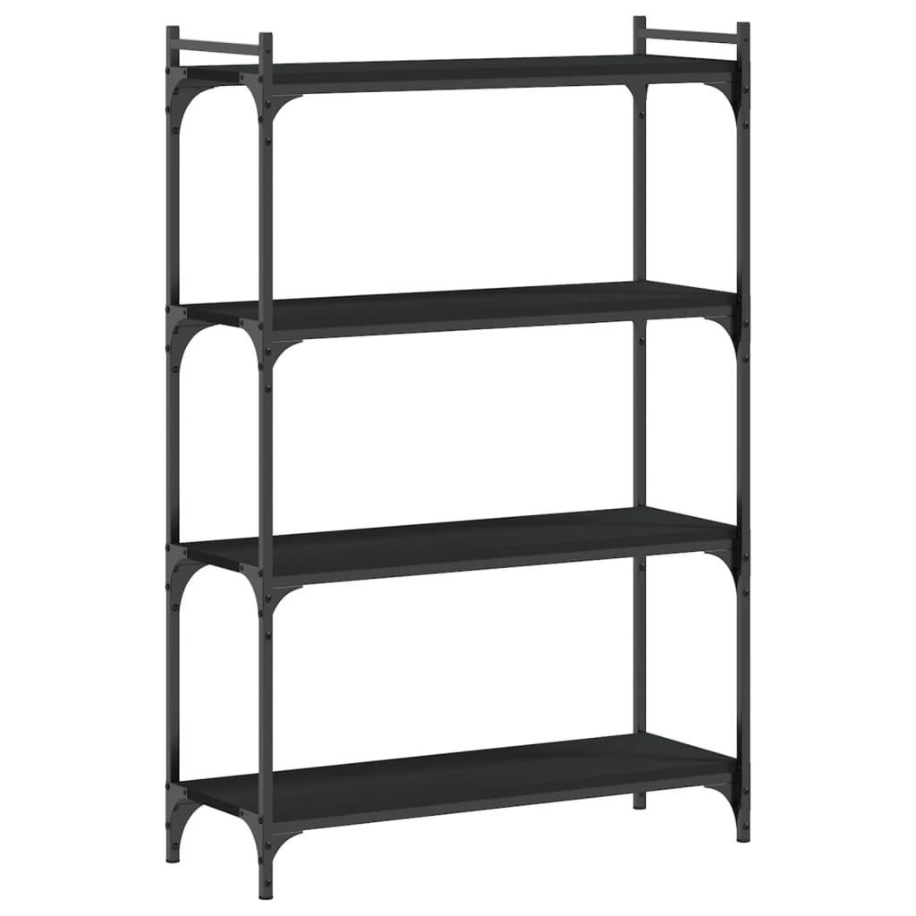 Boekenkast 4-laags 80x30x120 cm bewerkt hout zwart – afbeelding 2