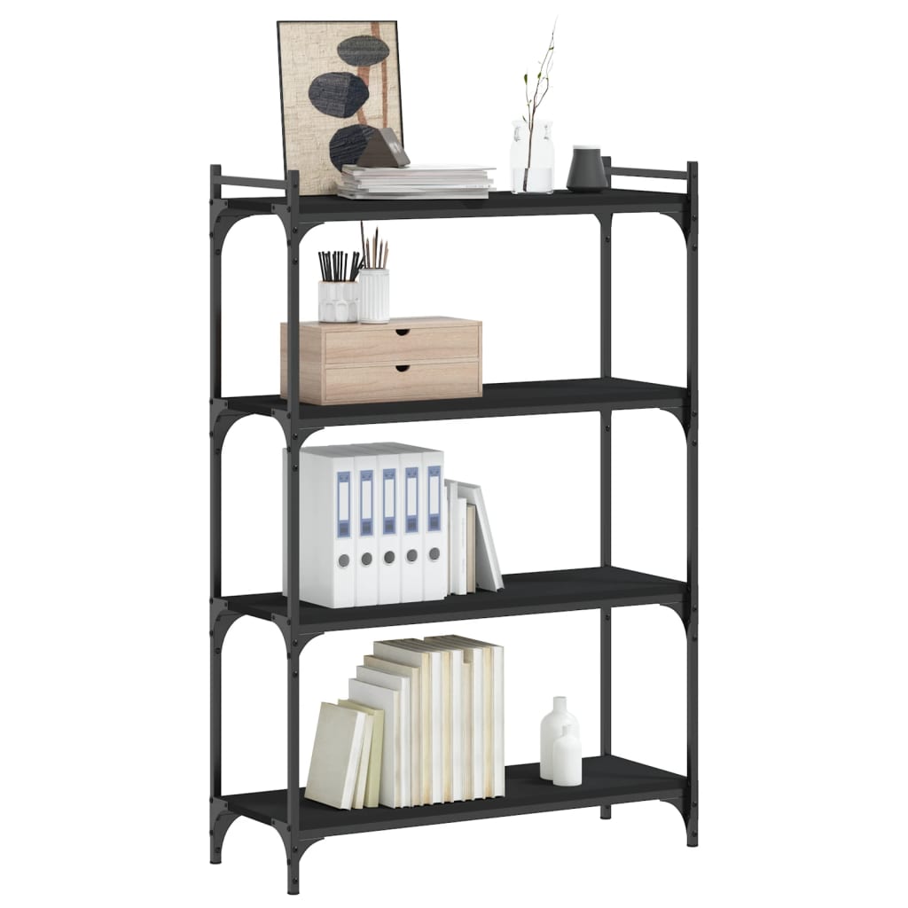 Boekenkast 4-laags 80x30x120 cm bewerkt hout zwart – afbeelding 3