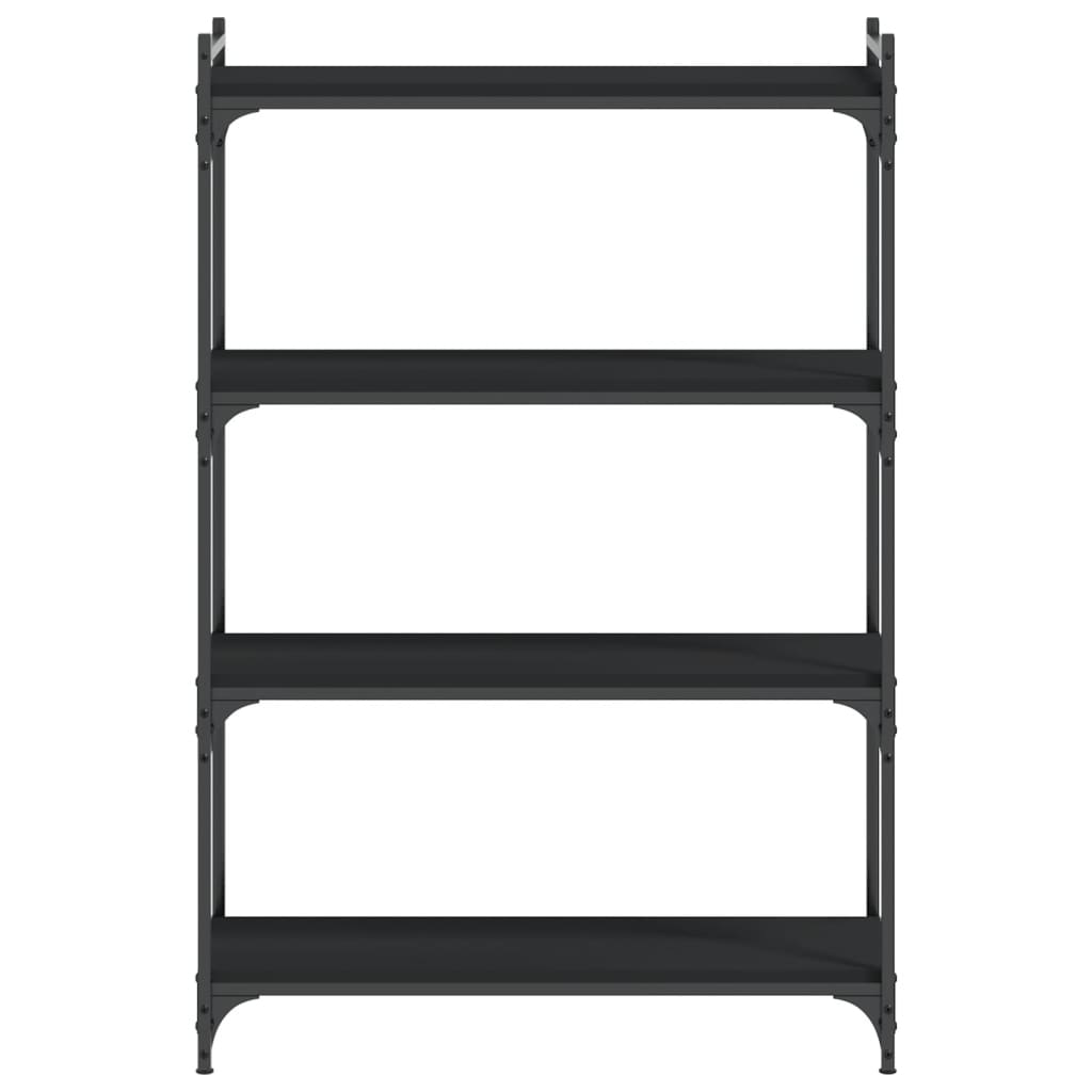 Boekenkast 4-laags 80x30x120 cm bewerkt hout zwart – afbeelding 4