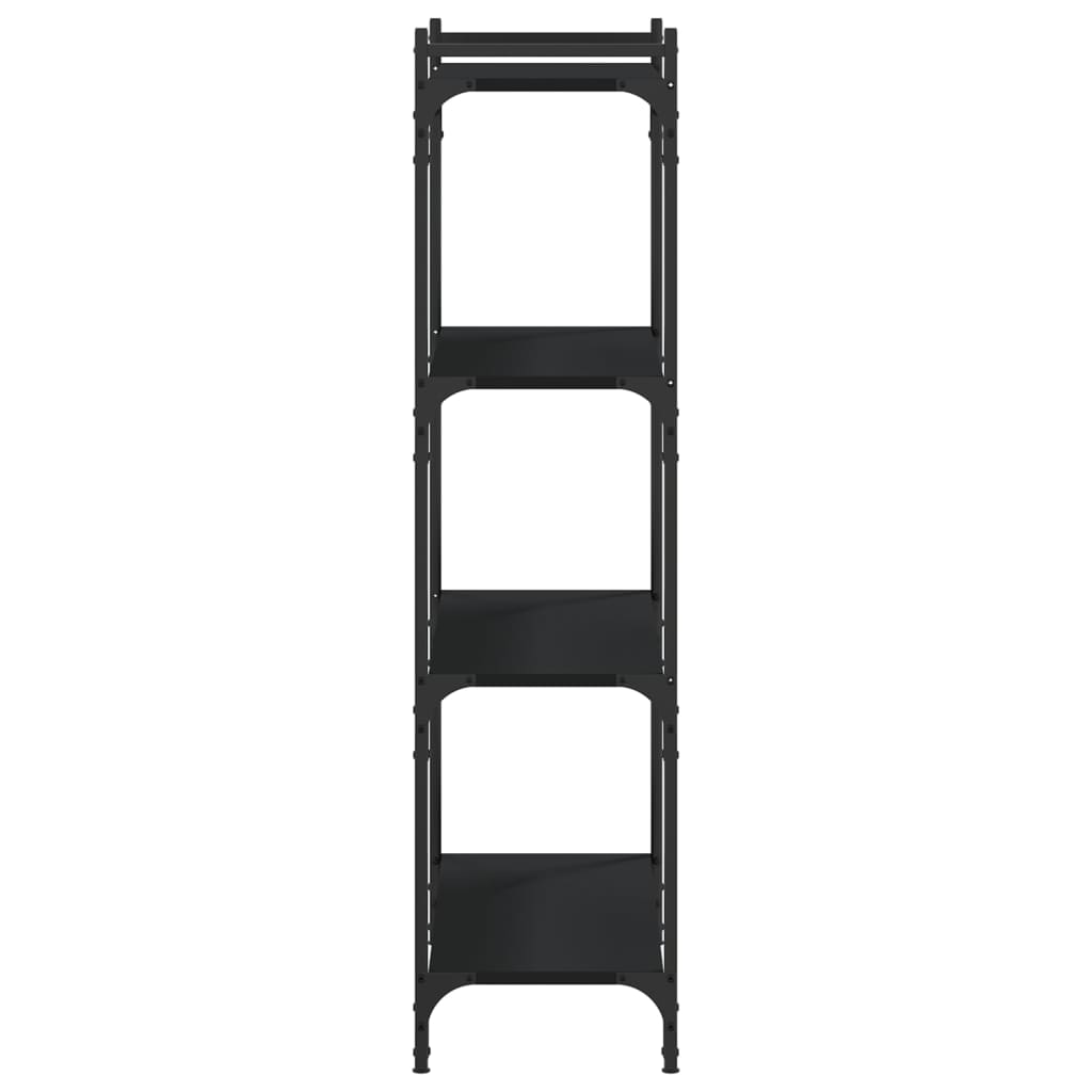 Boekenkast 4-laags 80x30x120 cm bewerkt hout zwart – afbeelding 5