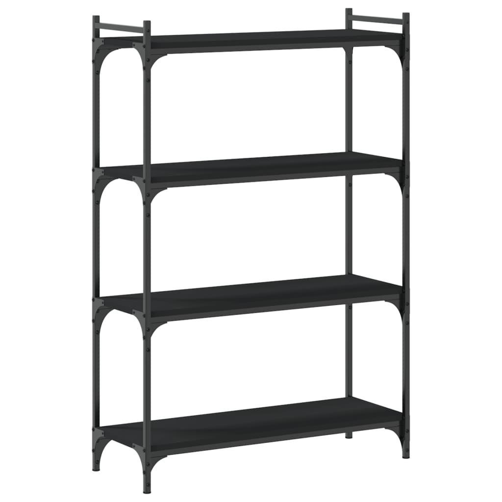 Boekenkast 4-laags 80x30x120 cm bewerkt hout zwart – afbeelding 6