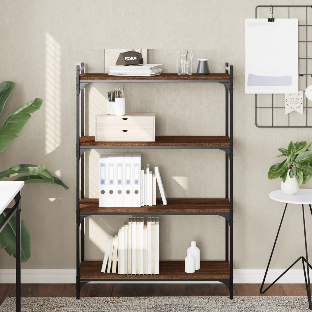 Boekenkast 4-laags 80x30x120 cm bewerkt hout bruin eikenkleur