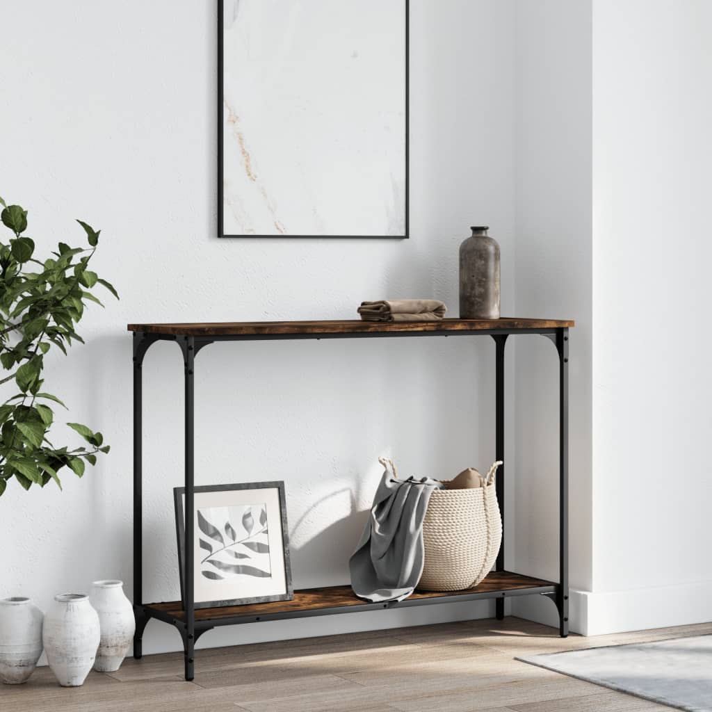Wandtafel 101x30,5x75 cm bewerkt hout gerookt eikenkleurig – afbeelding 1