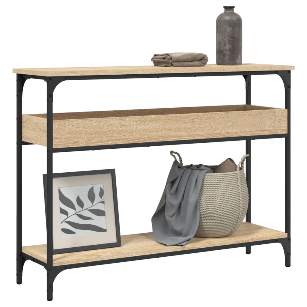 Consoletafel met plank Sonoma eiken 100x29x75cm bewerkt hout