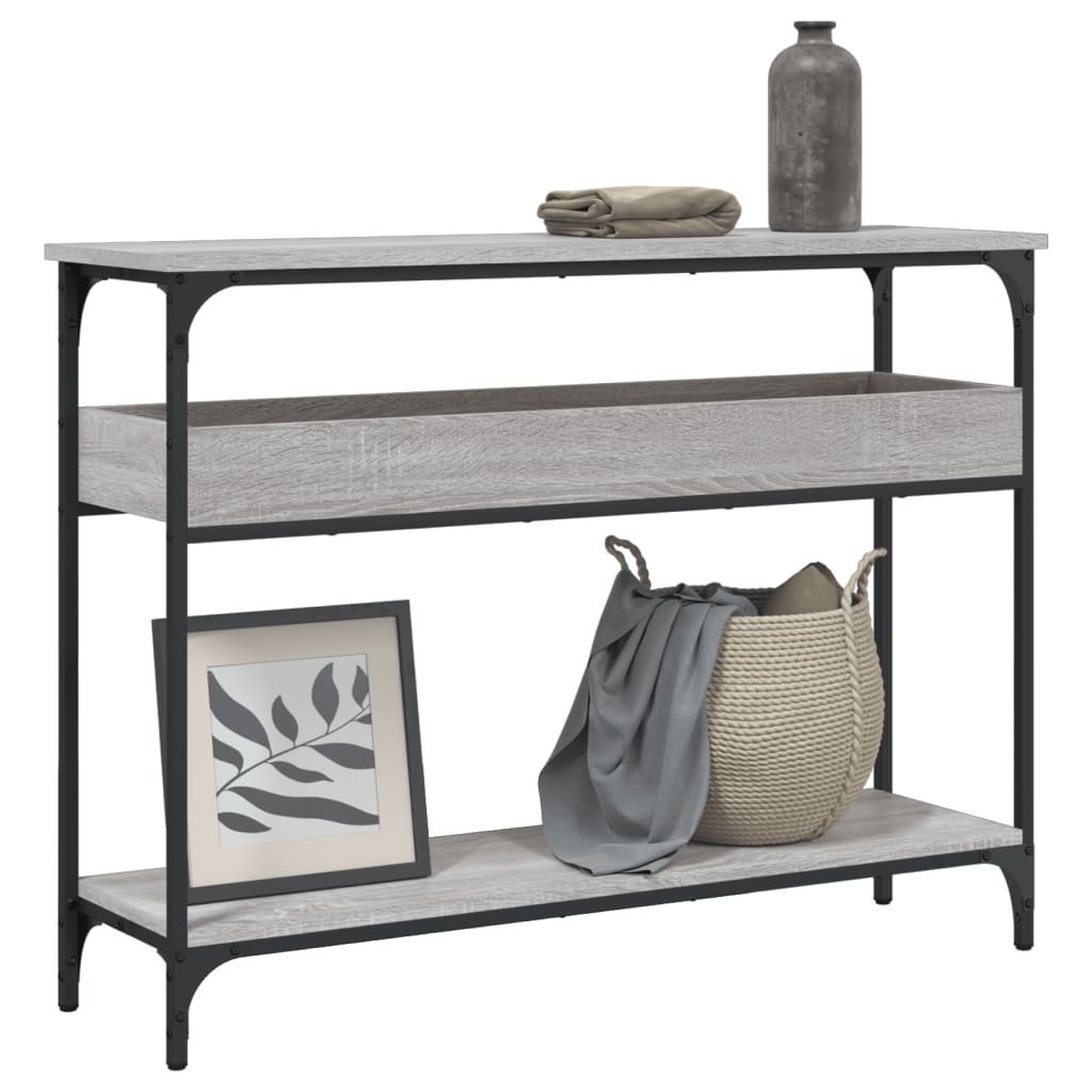 Wandtafel met schap 100x29x75 cm bewerkt hout grijs sonoma – afbeelding 1