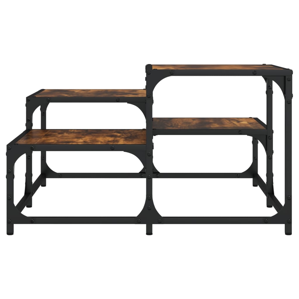 Salontafel 68x68x40 cm bewerkt hout gerookt eikenkleurig – afbeelding 4