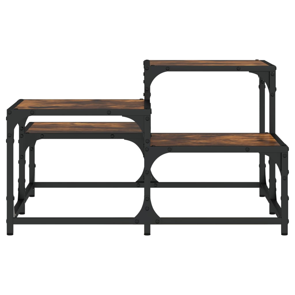 Salontafel 68x68x40 cm bewerkt hout gerookt eikenkleurig – afbeelding 5