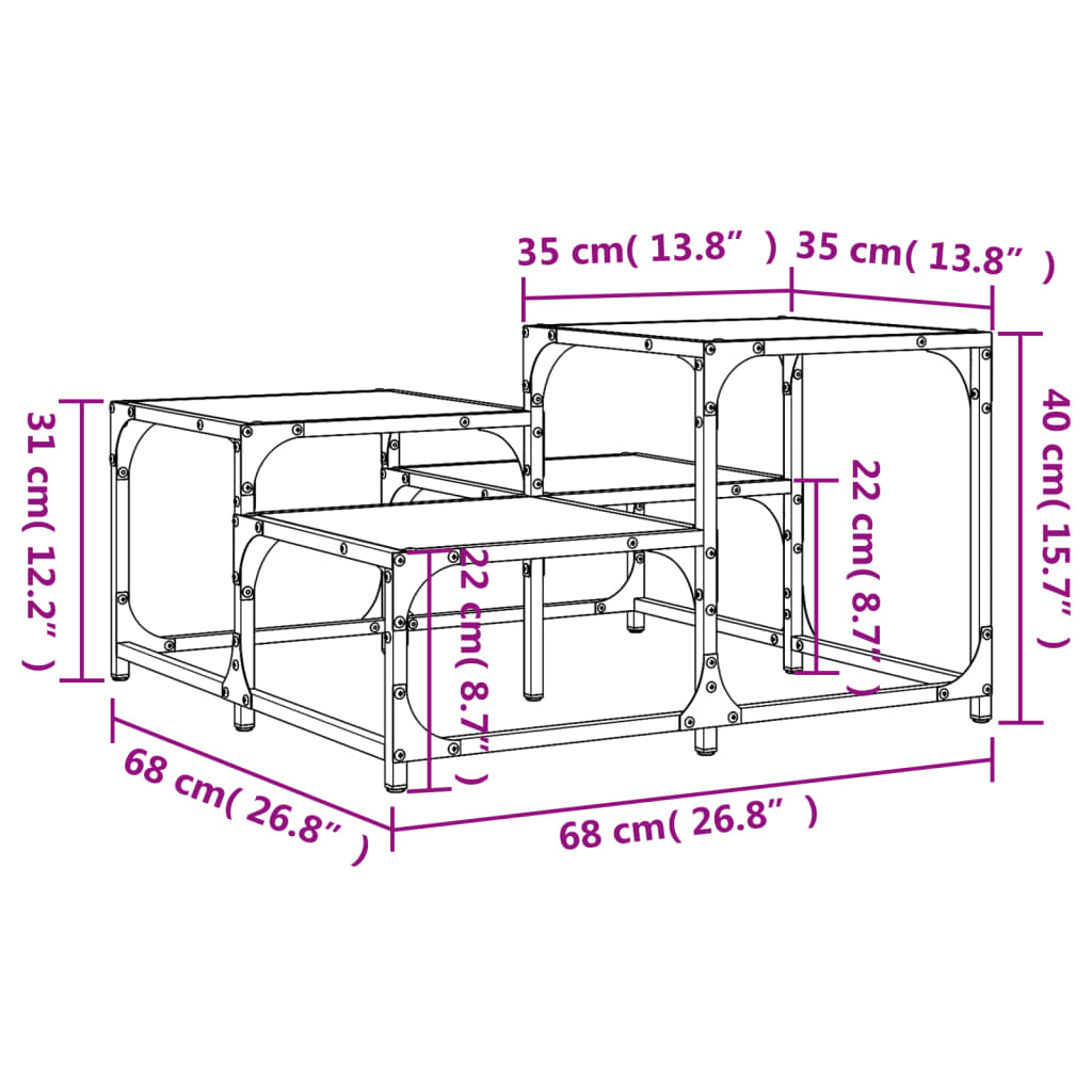 Salontafel 68x68x40 cm bewerkt hout gerookt eikenkleurig – afbeelding 9