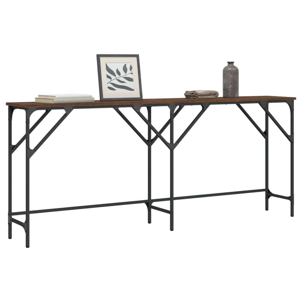 Wandtafel 180x29x75 cm bewerkt hout bruin eikenkleur – afbeelding 1