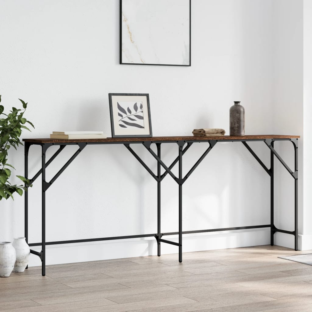 Wandtafel 180x29x75 cm bewerkt hout bruin eikenkleur – afbeelding 3