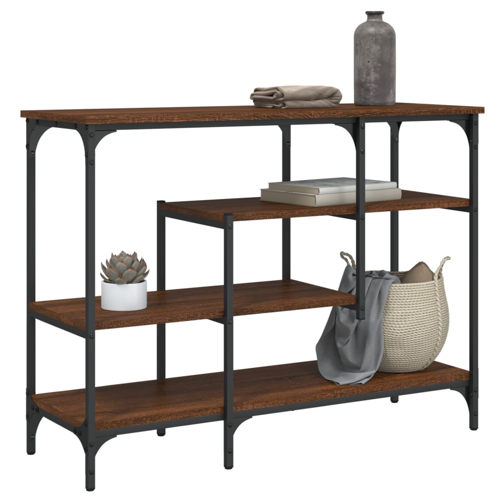 Wandtafel met schappen 100x35x75 cm bruin eikenkleur – afbeelding 1