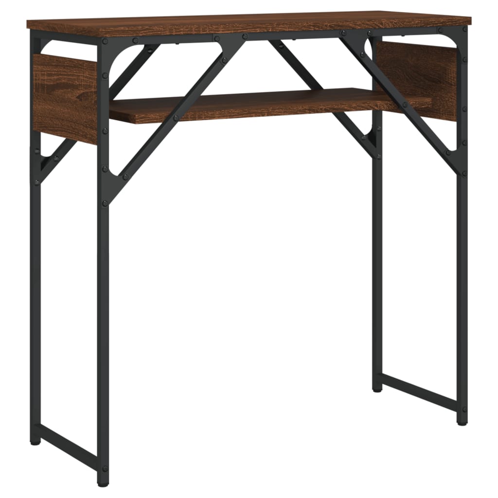 Wandtafel met schap 75x30x75 cm bewerkt hout bruin eikenkleur – afbeelding 2