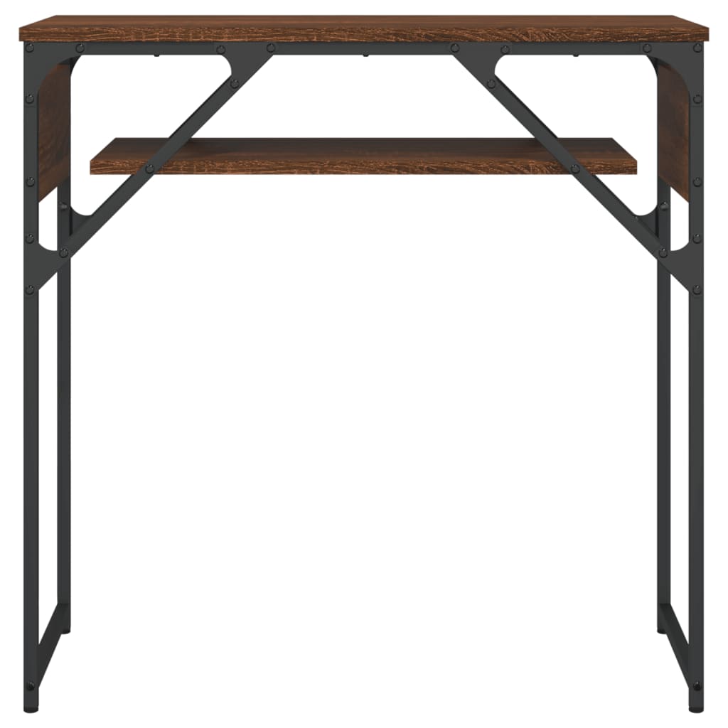 Wandtafel met schap 75x30x75 cm bewerkt hout bruin eikenkleur – afbeelding 4