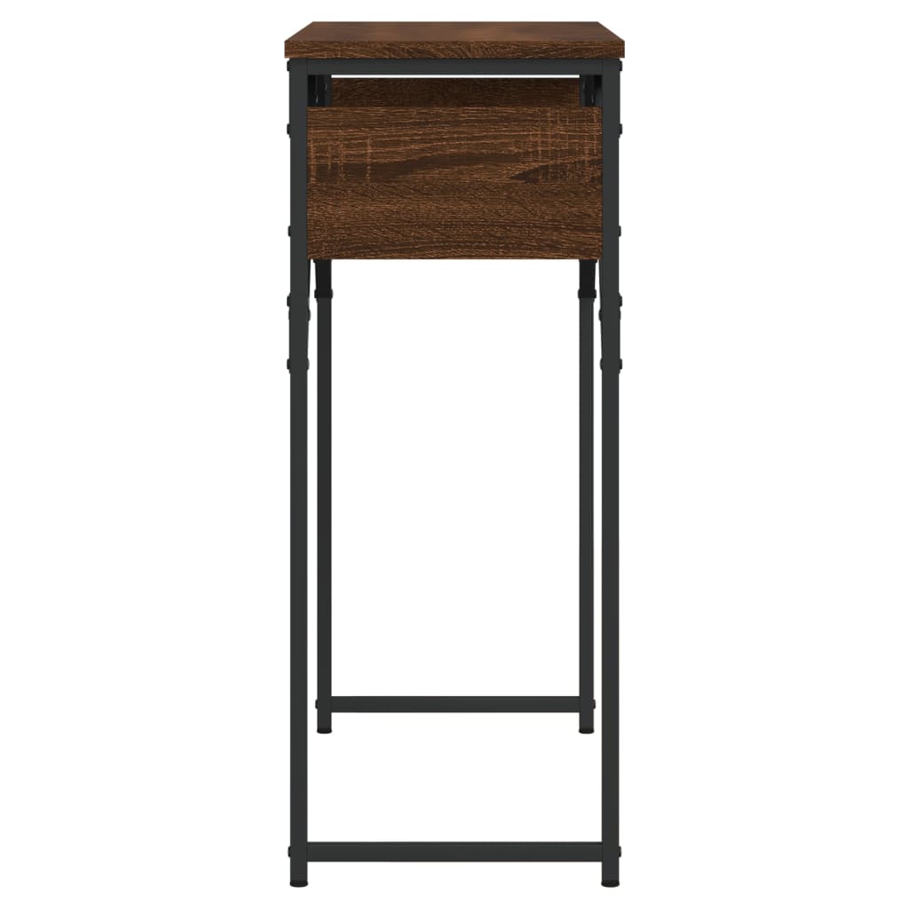Wandtafel met schap 75x30x75 cm bewerkt hout bruin eikenkleur – afbeelding 5