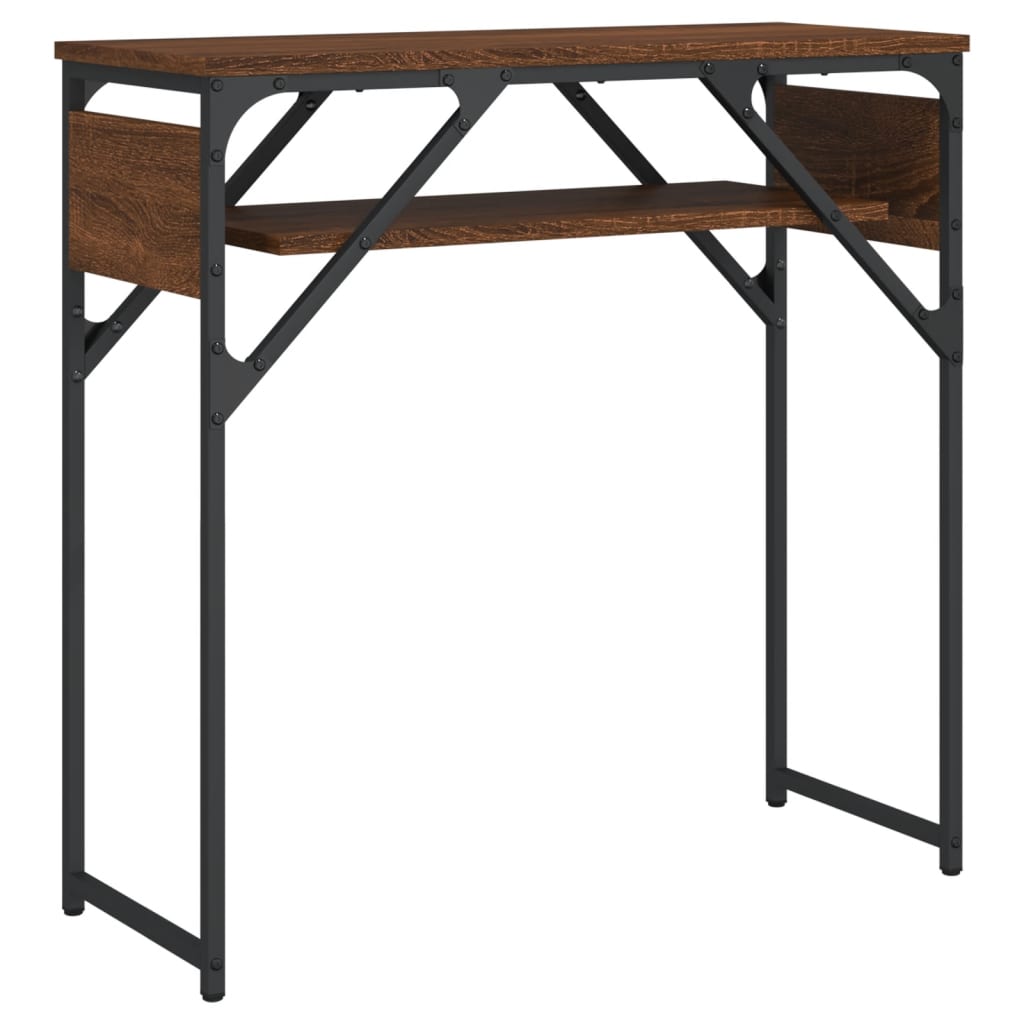 Wandtafel met schap 75x30x75 cm bewerkt hout bruin eikenkleur – afbeelding 6