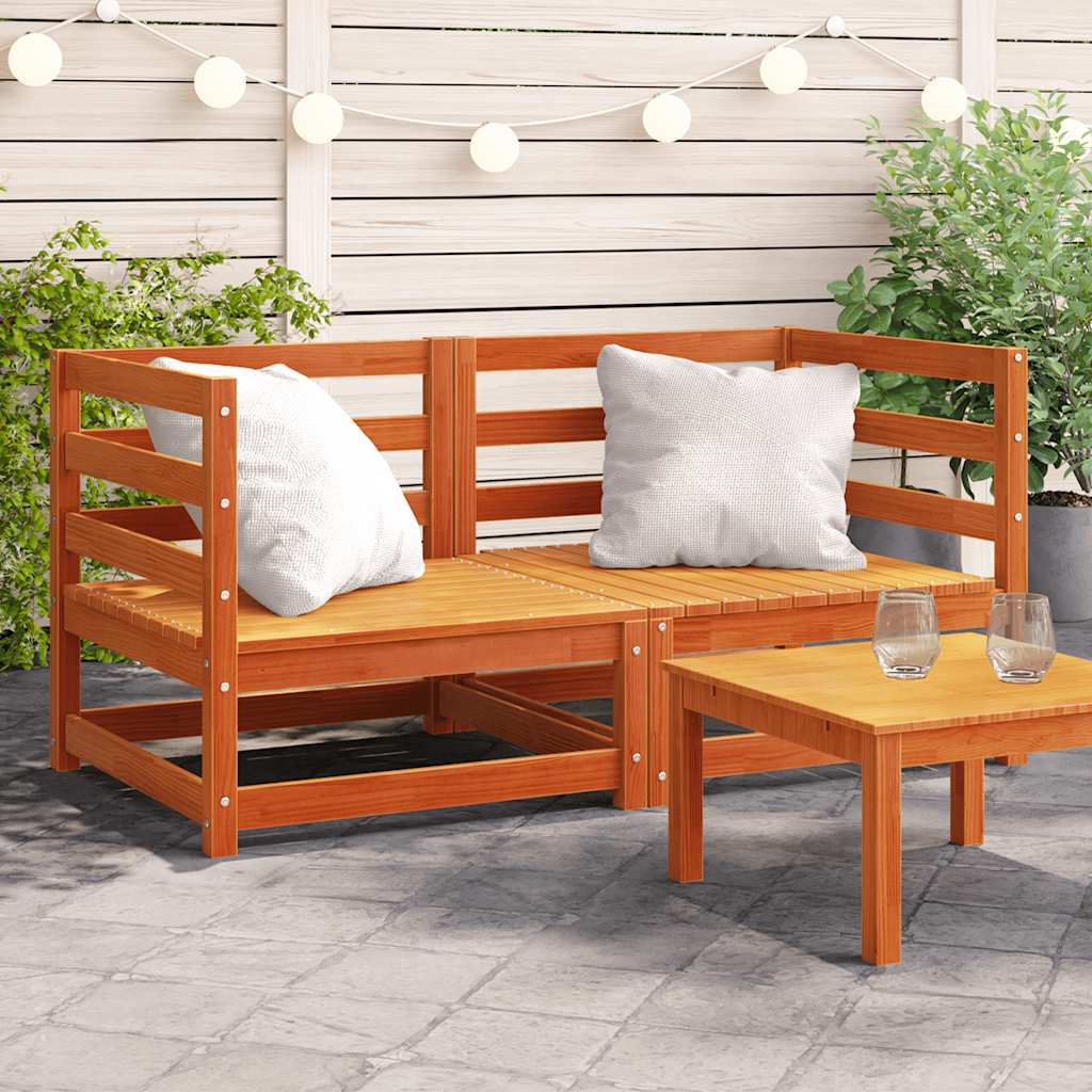 Tuinhoekbank 2 st 70x70x67 cm massief grenenhout wasbruin – afbeelding 1